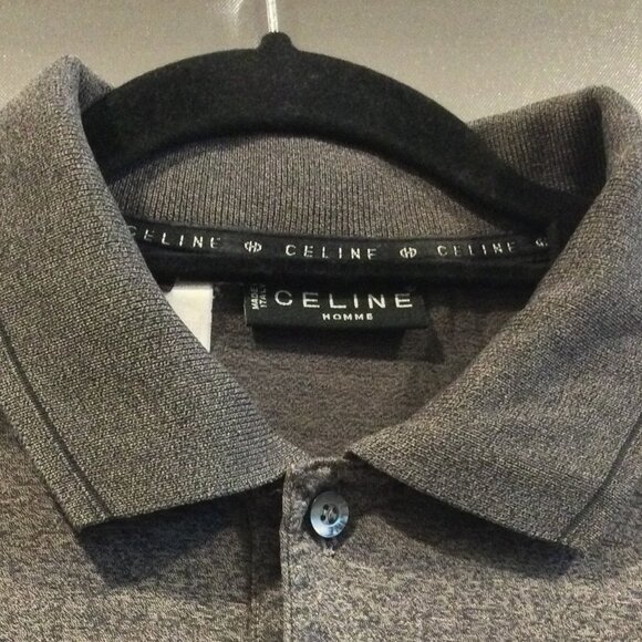 Vintage Celine Homme Polo Shirt Grey Made In Italy - Picture 1 of 11
